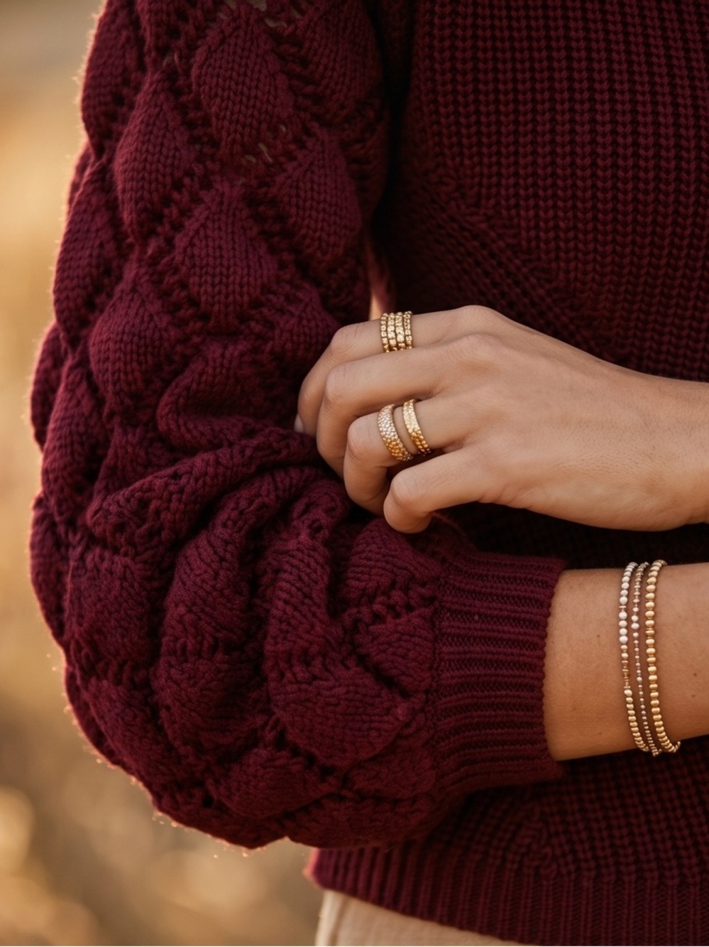 Lulus Burgundy Tie Back Knit Sweater | Boho Balloon Sleeve Cottagecore Top | Med - Picture 5 of 8